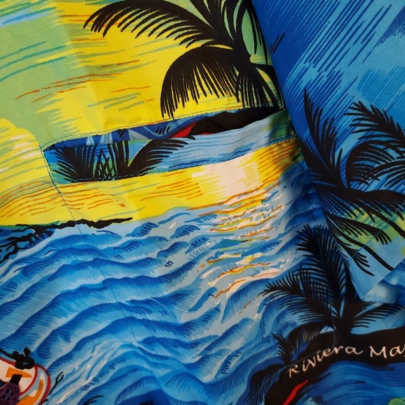 NWT‎ Rima Mexican Riviera Shirt Men's XL Blue Tropical Hawaiian Camp Terivoile - Picture 6 of 11